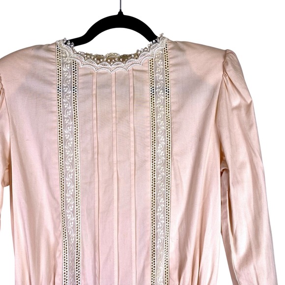 Vtg Gunne Sax Dress Sz S/M Scott McClintock Lace Pink Prairie Cottage Maxi Zip - Picture 1 of 8